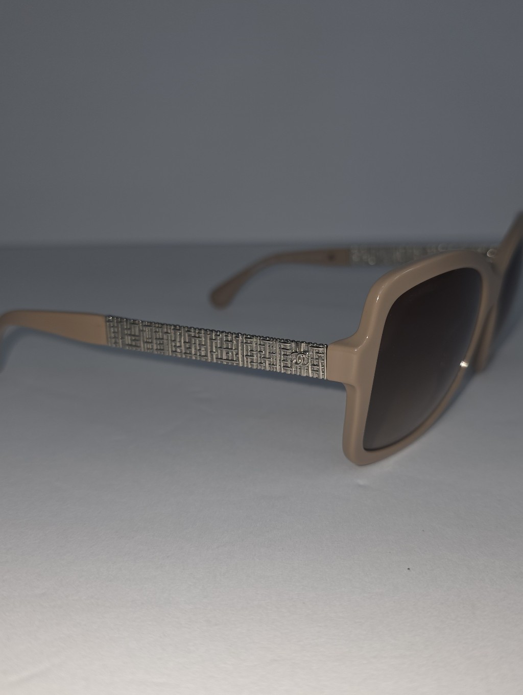 Chanel Light Pink Acetate Oversized Square Metal Tweed Sunglasses 5383 Authenthi
